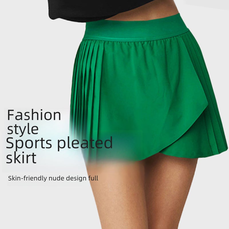 Generic New Pleated Quick-Dry Tennis Skirt with Shorts for Women Black - Image 2