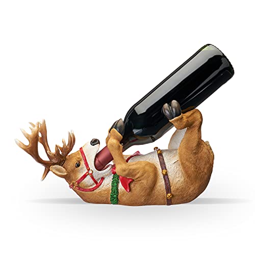 True Reindeer Polyresin Wine Bottle Holder  Table Top and Counter Wine Rack Animal Home Decor Set of 1 Brown Holds 1 Standard Wine Bottle - Image 1