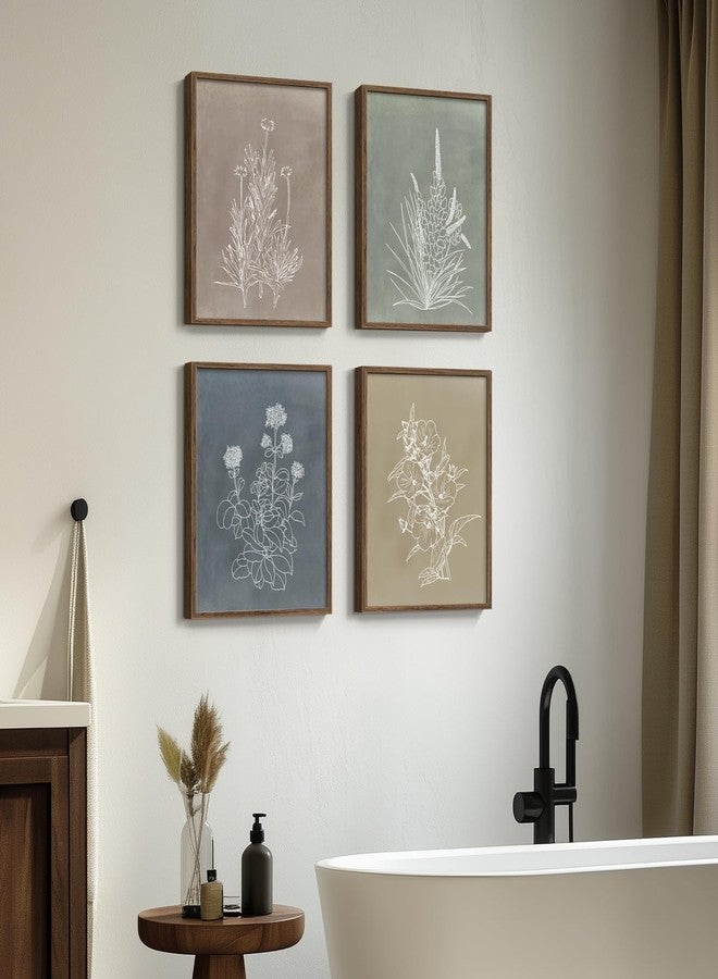 Cuspin Boho Framed Botanical Wall Art for Bedroom, 4 Piece Vintage Neutral Floral Canvas Painting Prints for Modern Farmhouse, Minimalist Rustic Flower Pictures for Living Room Kitchen Dining Room Home Decor - Image 4