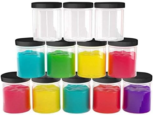Healthy Packers 6 oz Plastic Jars with Lids (12 pack) - Clear Empty Containers for Body Lotions, Creams, Butters - Great for Storage and Organization of Crafts, Teas, and Spices