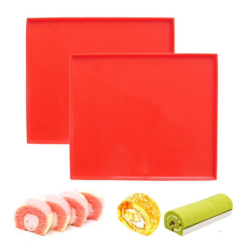 Swiss Roll Cake Mat  Flexible Multipurpose Silicone sheet Nonstick jelly roll pan Baking Tray Pastry Mat Pizza Cookies Moldset of 2