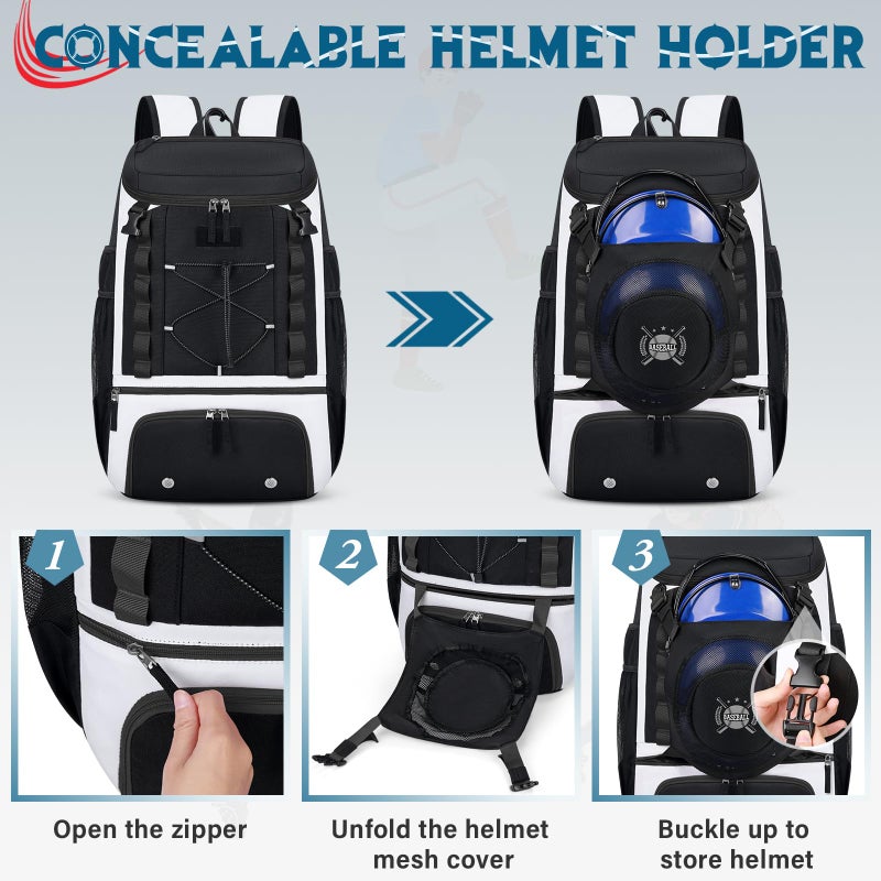 SDYSM Baseball Bag Lightweight Softball Bags for Adults Youth 40L Large Baseball Backpack with Shoe Compartment, Helmet Holder, Fence Hook Waterproof Softball Bats Bag for T-Ball & Softball Equipment - Image 5