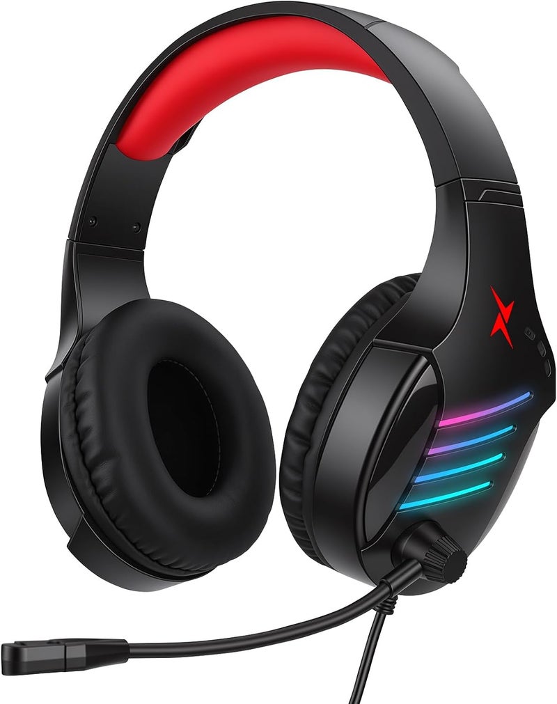 XFIRE-GEAR Gaming Headset with Microphone for Pc, Xbox One Series X/s, Ps4, Ps5, Switch, Stereo Computer, Laptop, Mac, Nintendo Gamer (Black+Red) - Image 1