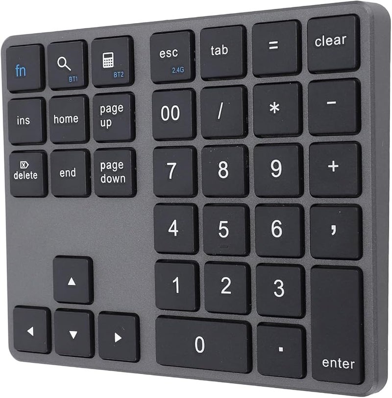 لوحة مفاتيح رقمية لاسلكية 35 مفتاحًا 2.4 جيجا هرتز بلوتوث 5.0 قابلة لإعادة الشحن للكمبيوتر المحمول وأجهزة متعددة باللون الرمادي - Image 2