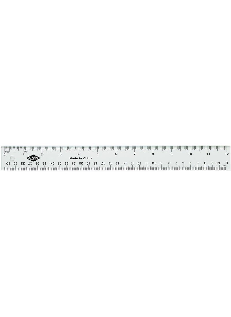 Alvin ALVIN Clear Acrylic Ruler Scratch Resistant Multipurpose Drawing Drafting and Design Tool Great for Both Students Hobbyists and Professionals Model T4012  12 inches  - Image 1