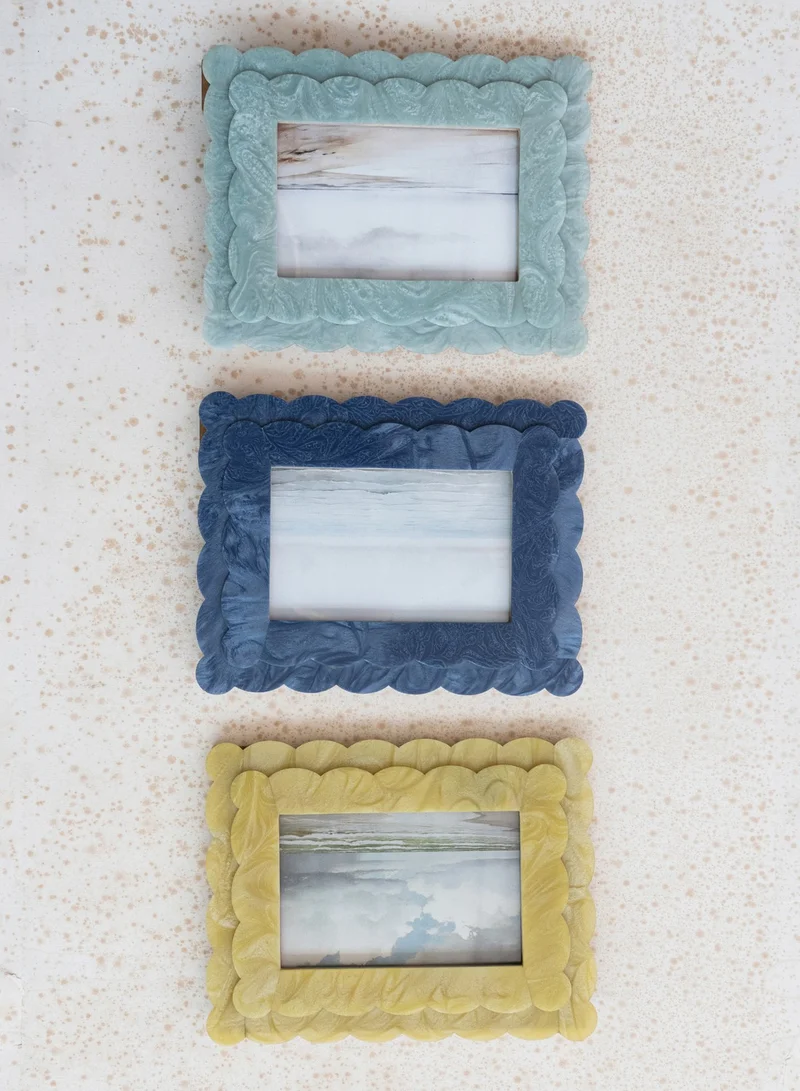 The Saffron Souk Scalloped Photo Frame- Yellow