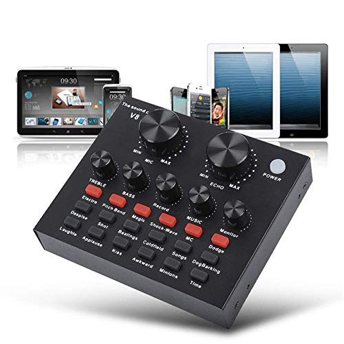 XIAOZAI V8 Karaoke Recording & Broadcast Audio Mixer - USB External Sound Card for Live KTV, Recording & Voice Chatting - Image 1