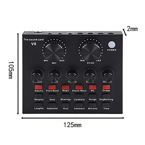 XIAOZAI V8 Karaoke Recording & Broadcast Audio Mixer - USB External Sound Card for Live KTV, Recording & Voice Chatting - Image 2
