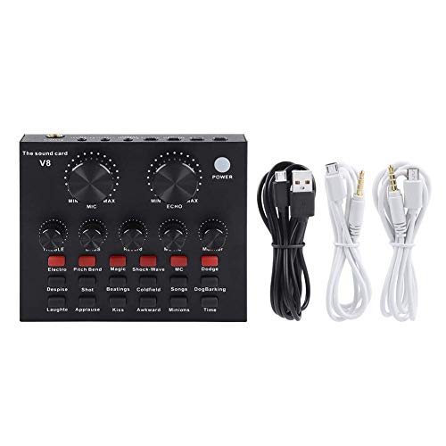 XIAOZAI V8 Karaoke Recording & Broadcast Audio Mixer - USB External Sound Card for Live KTV, Recording & Voice Chatting - Image 3