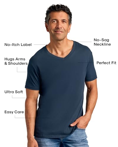 True Classic Mens V Neck T Shirts – Cotton V Neck T Shirts for Men, V-Neck Mens T-Shirts and Undershirts for Men Pack/Singles, Pack of 1, Navy, M - Image 2