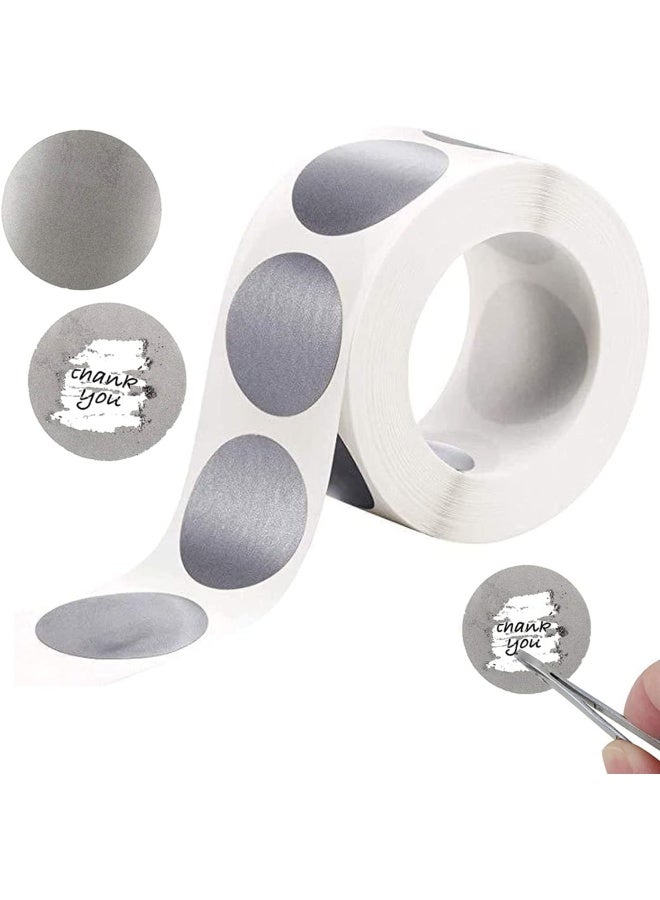 Premify 300 Pieces 1 Inch Silver Scratch Off Stickers Roll, Paste This Round Sticker On Text & Scratch To Reveal It, Used For Gifts, Crafts, Gift Decoration, Notes Card, Pantry Scratch Off Party Labels - Image 1