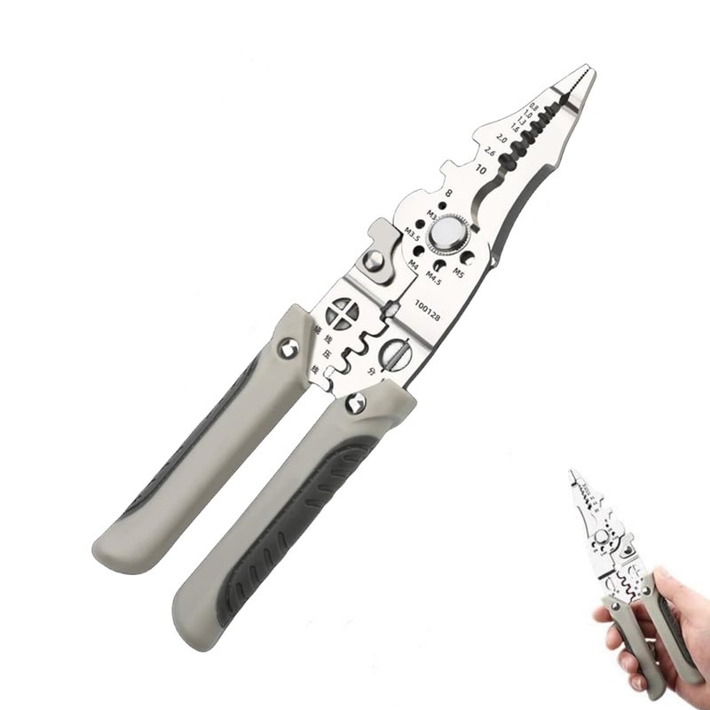 XBEY XBEY 5 in 1 Multifunctional Plier Set with 5 Interchangeable Tool Head Wire Stripper Crimping Plier Cable Cutter Electrician Scissor Linesman Plier Kit Cream Plier Wire - Image 3