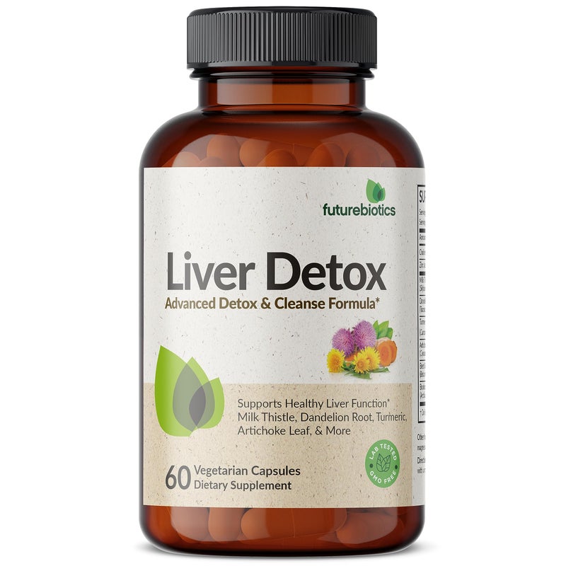 Futurebiotics Liver Detox Advanced Detox Cleanse Formula Supports Healthy Liver Function with Milk Thistle Dandelion Root Turmeric Artichoke Leaf More NonGMO 60 Vegetarian Capsules