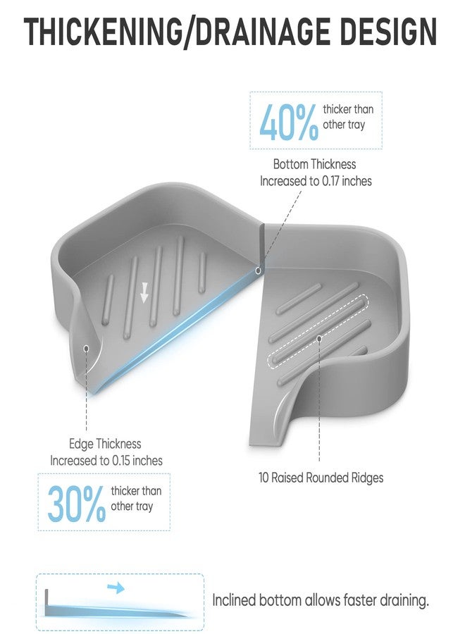 EGWON Great Silicone Soap Dish - 4 Pcs Thickened Self-Draining Soap Tray for Shower & Bathtub-Great High-Purity Silicone Soap Dish - Image 3