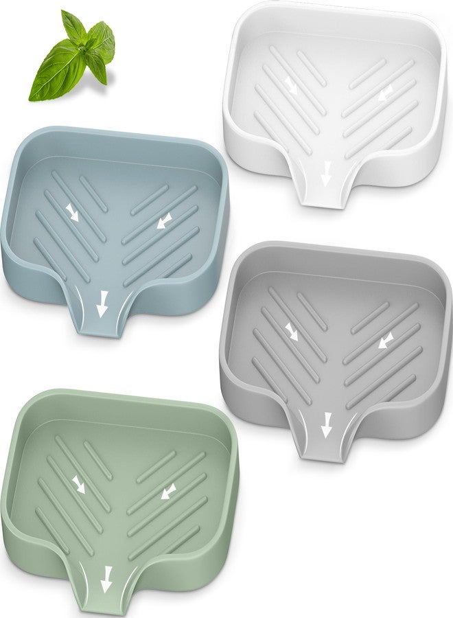 EGWON Great Silicone Soap Dish - 4 Pcs Thickened Self-Draining Soap Tray for Shower & Bathtub-Great High-Purity Silicone Soap Dish - Image 1