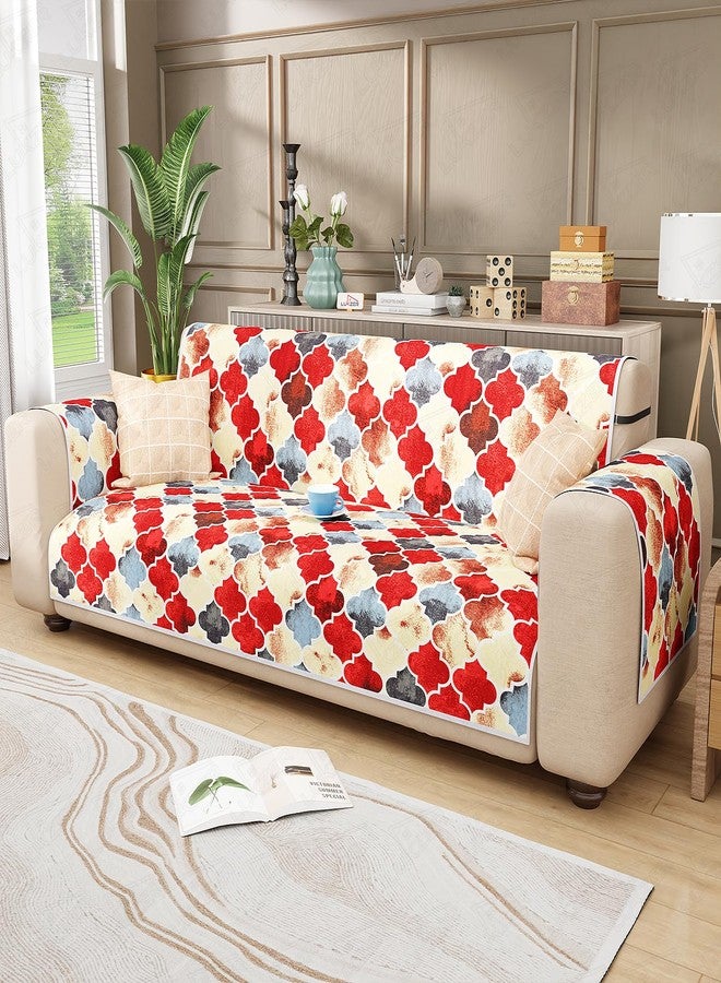 Lukzer 3 Seater Quilted Reversible Dessert Jewel Design Sofa Cover Mat with Arms | Polyester Blend 350 GSM Full Coverage & Back Belt for Stability | Washable Furniture Protector (170-180CM/SC-202-03) - Image 1
