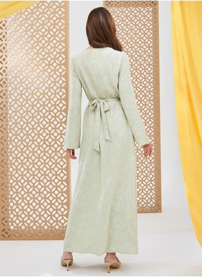Styli Jacquard V Neck Kaftan with Lace Detail  - Image 5
