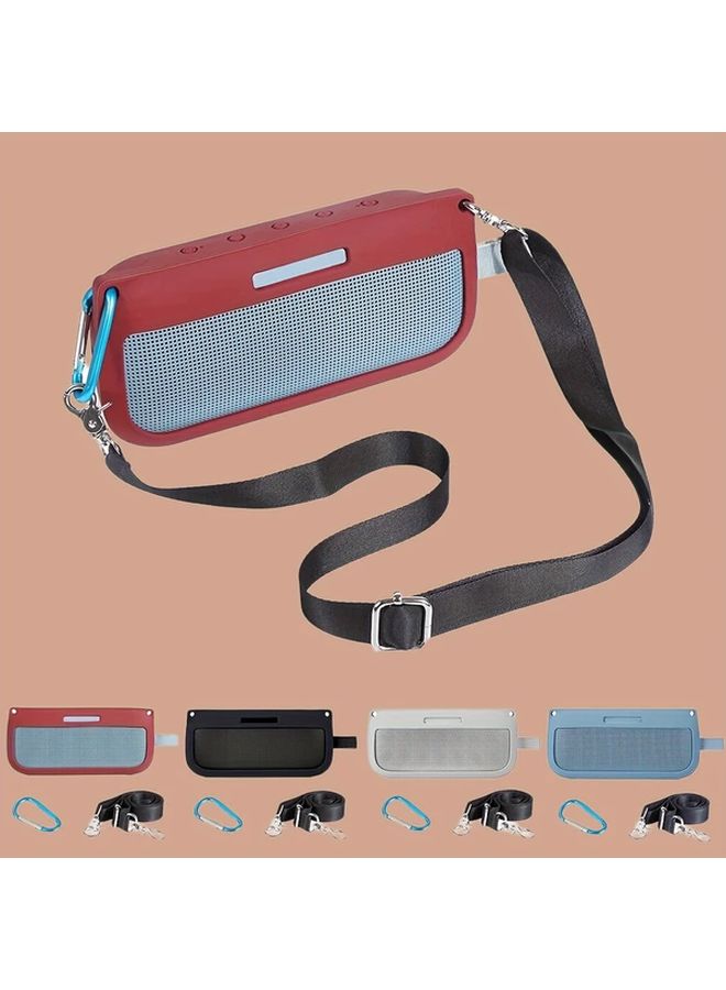 Carmine Silicone Protective Case Cover With Strap For Portable Bluetooth Speaker - Image 2