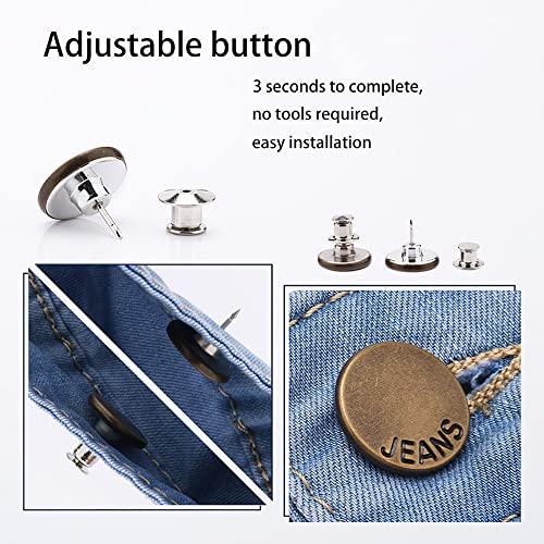 Fapiwen Multipurpose No Sew Classy Buttons for Jeans and Pants - Detachable, Adjustable Tightener for Clothes - Pack of 8 Suitable for Hats and Bags Decorations - Image 2