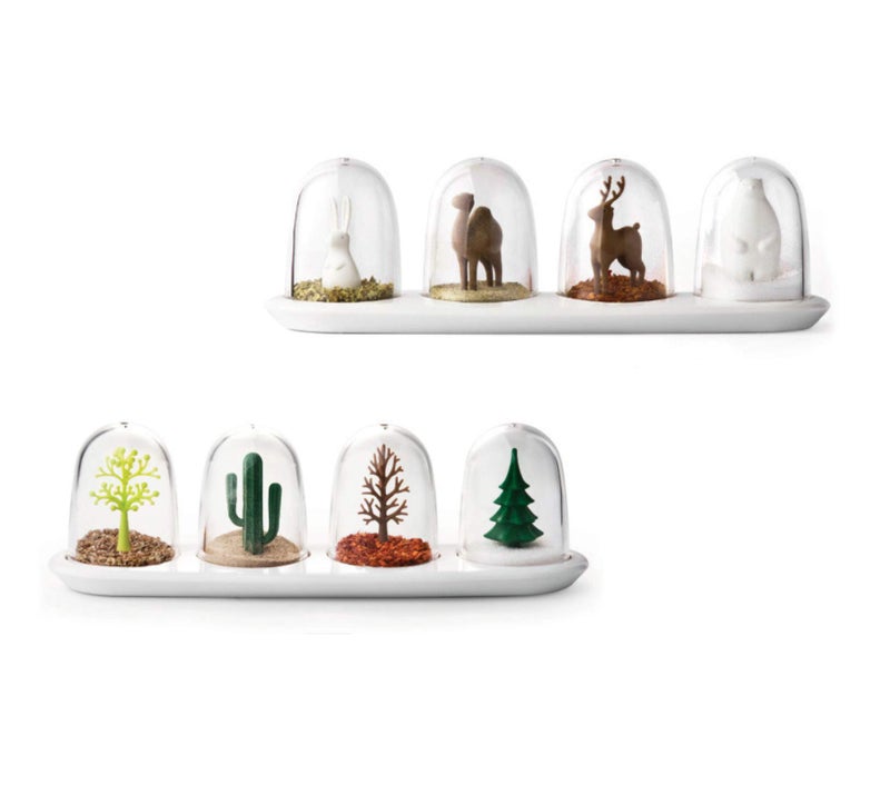 TabEnter Kitchen Seasoning Jar with Tray, Four Seasons & Animal Parade Design, 4 in 1 Shaker - Image 1