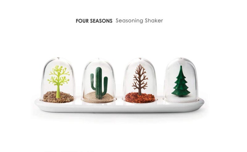 TabEnter Kitchen Seasoning Jar with Tray, Four Seasons & Animal Parade Design, 4 in 1 Shaker - Image 2