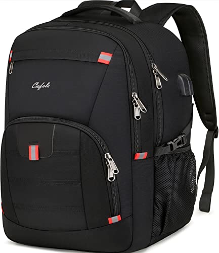 CAFELE 17.3 inch Laptop Backpack,Large Backpack Computer Bookbag Rucksack with USB Charging Port,Water Resistant Sturdy Backpack for Business College School Travel,Men Women Casual Daypack,Black - Image 1