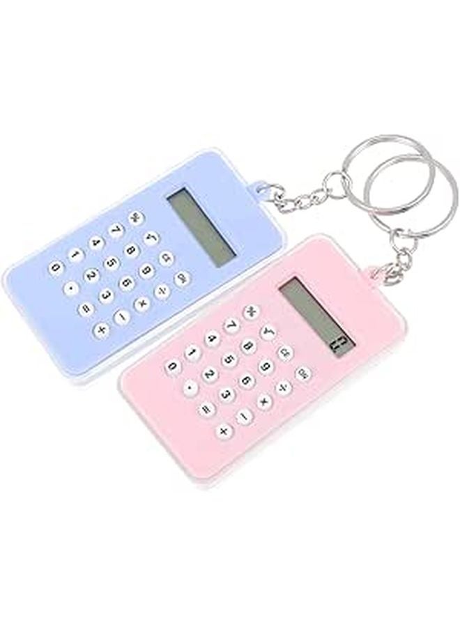2 Pack Calculator Keychain Pendant Desk Toy Party Favors For Kids Adorable Design Multi Purpose Accessory - Image 1