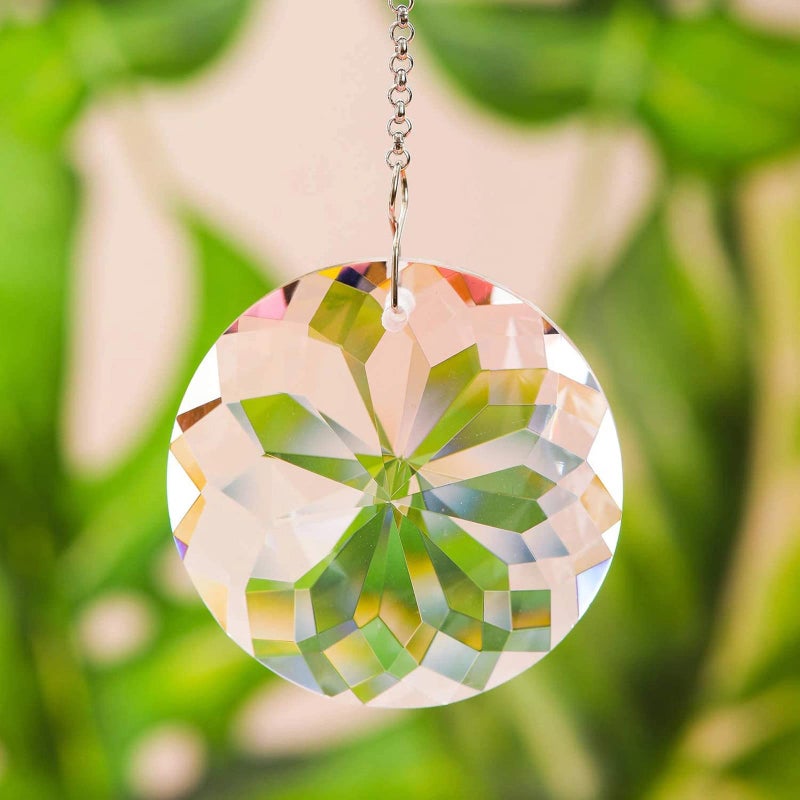 TANOMA Clear Glass Crystal Prism Pendant Suncatcher 177 inches 