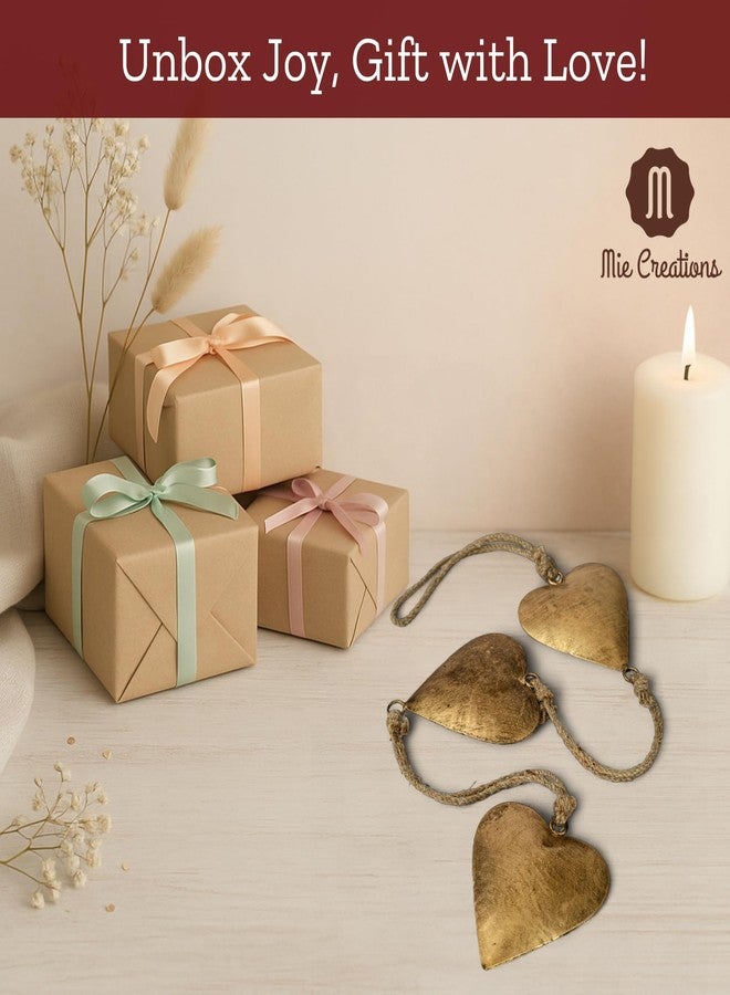 Mie Creations Vintage Metal Heart Wall Hanging Art, Gold Accent Hearts Shaped Bedroom Wall Decor | Gifts for Him Her, Decorations for Couples, Farmhouse Country Rustic Love Heart Decor - Golden 27'' - Image 3