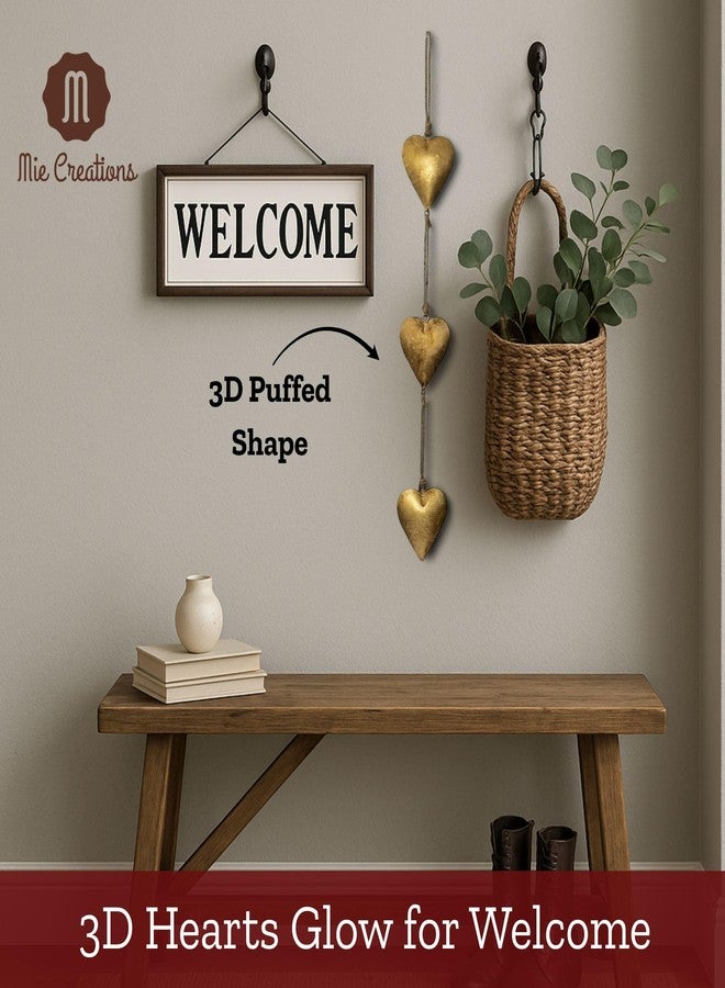 Mie Creations Vintage Metal Heart Wall Hanging Art, Gold Accent Hearts Shaped Bedroom Wall Decor | Gifts for Him Her, Decorations for Couples, Farmhouse Country Rustic Love Heart Decor - Golden 27'' - Image 4