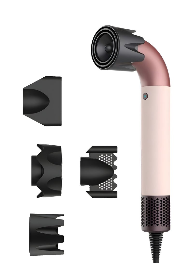 1200W Ionic Hair Dryer with Curved Tube Design, Fast Drying Blow Dryer with 5 Styling Nozzles, Low Noise, Adjustable Heat & Speed, Lightweight Professional Hair Dryer for Home, Salon & Travel - Image 1