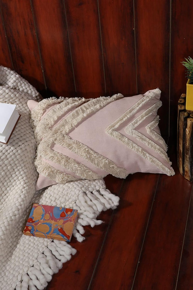 IMPEXART PVT LTD Pack of Cotton Throw Pillow Covers 16 x 24 Inches Decorative Farmhouse Cotton Couch Pillow Case Soft Plush Square Boho Cushion Pillowcase Pink - Image 2