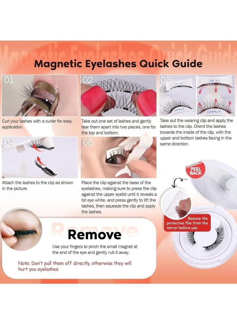 4pcs,Magnetic Eyelashes Cat Eye Lashes False Eyelashes Magnetic Lashes Natural Look with Applicator Reusable No Glue or Liner Needed Soft Magnetic Fake Eyelashes