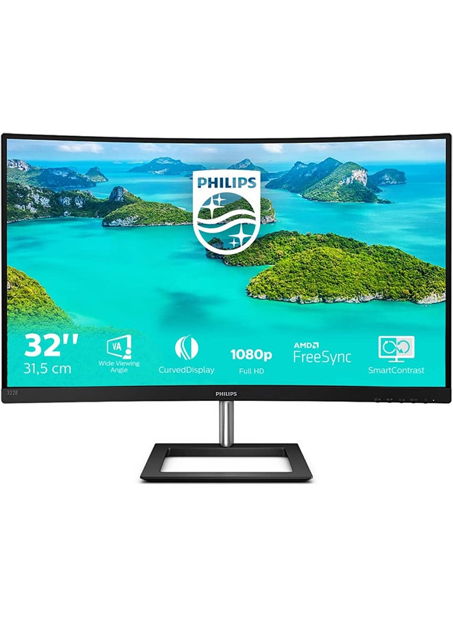 Philips 32 inch Super-Curved Frameless Full HD VA Monitor, Adaptive-Sync 75Hz, VESA 322E1C Black - Image 1