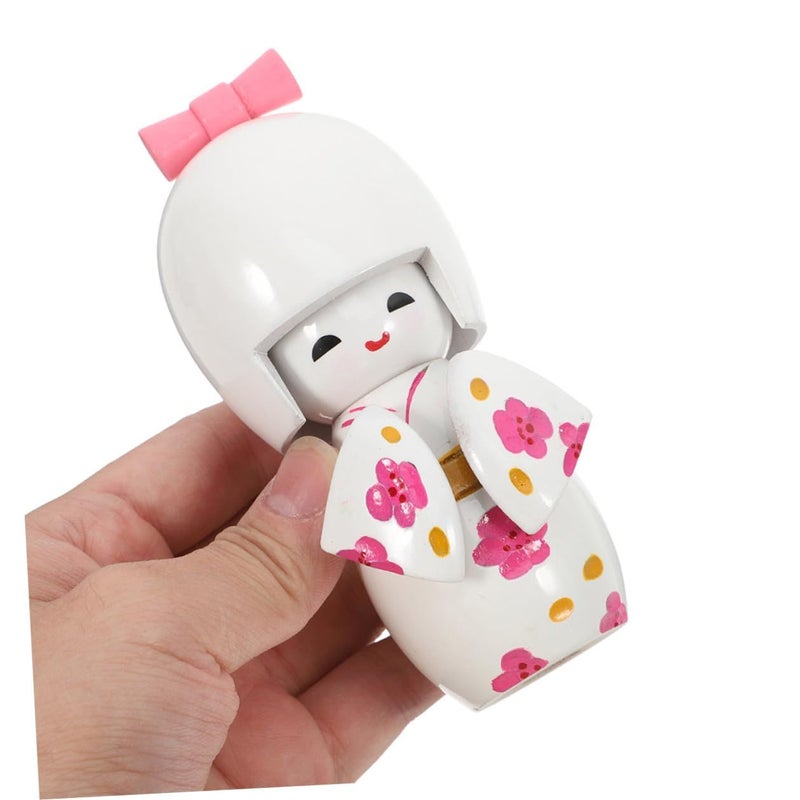 Traditional Japanese Kimono Kabuki Dolls Set 2 Pieces Large Wooden Statues Home Desk Decoration - Image 4