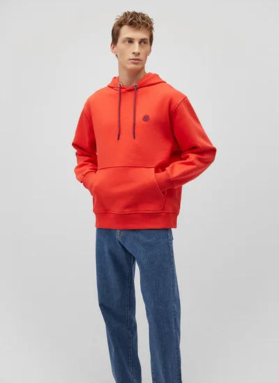 MAVI Mavi Logo Embroidered Red Sweatshirt