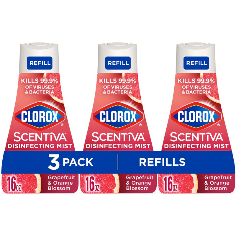 Clorox Scentiva Disinfecting Mist, Grapefruit and Orange Blossom, Refill, 16 Fl Oz Each, Pack of 3 - Image 1