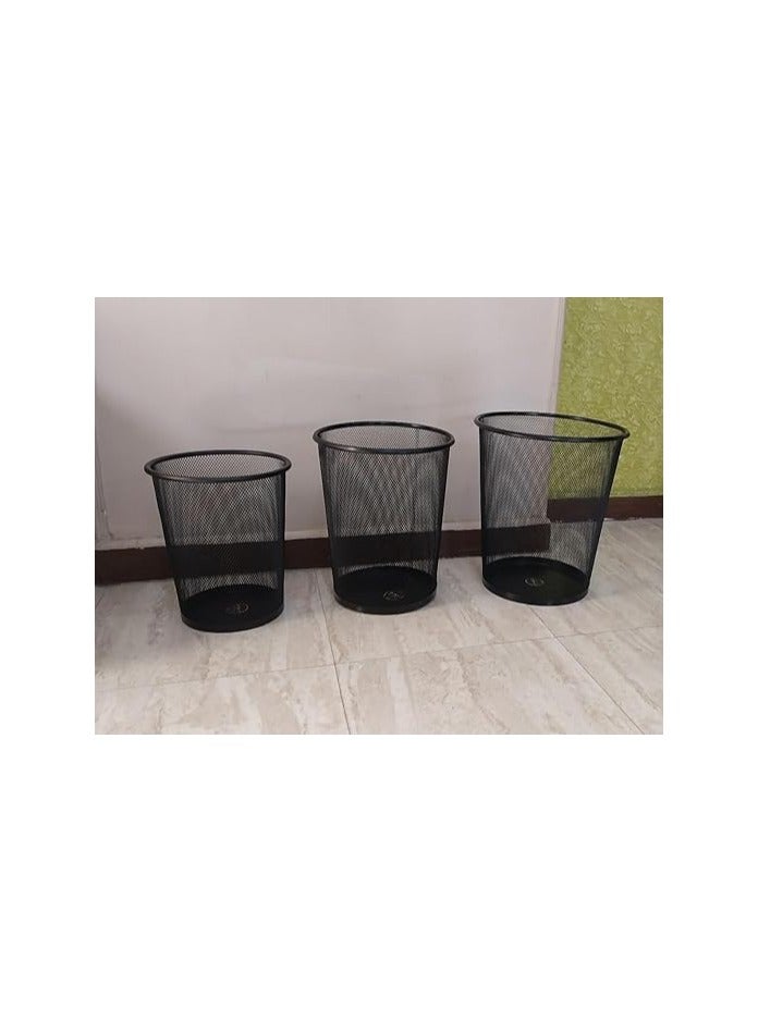 Set of 3 Black Metal Mesh baskets (large + medium + small)