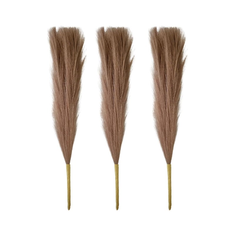 YOGO DECOR YOGO DECOR Fluffy Pampas Grass Artificial Flower Brown Set of 3 Sticks for Home Office Decor Elegant Durable Artificial Flowers Ideal for Hotels Restaurants or Floral Bouquets Arrangements 