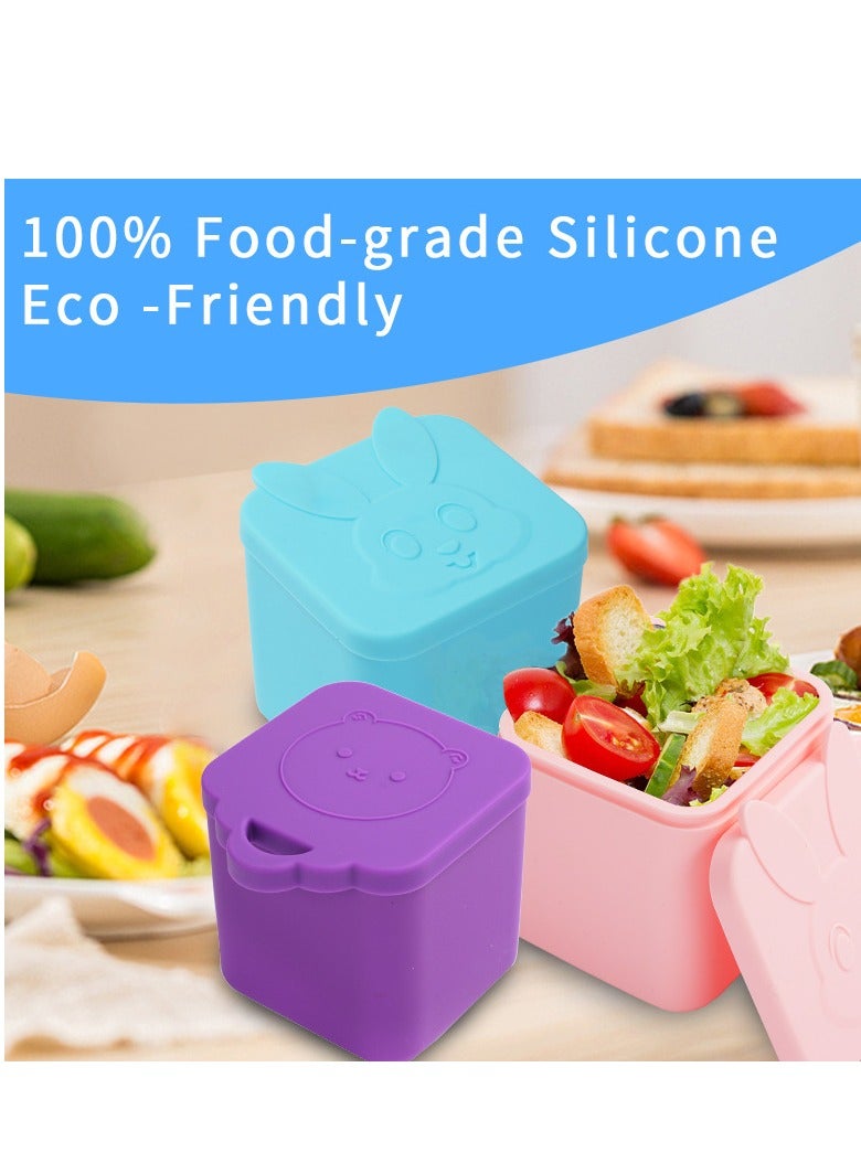 Bento Box Accessories, 4-Pack Silicone Dips Containers, Leakproof Salad Dressing Containers for Kids, 4.3oz/128ml Snack Condiment Containers with Lids, Sauce Cups for Lunch and Picnic  - Image 3