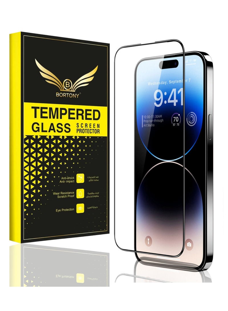 BORTONY iPhone 14 Pro Max 9H Hardness Tempered Glass Screen Protector Bubble Free Ultra HD Case Friendly Full Coverage For Apple iPhone 14 Pro Max 6.7" - Image 1