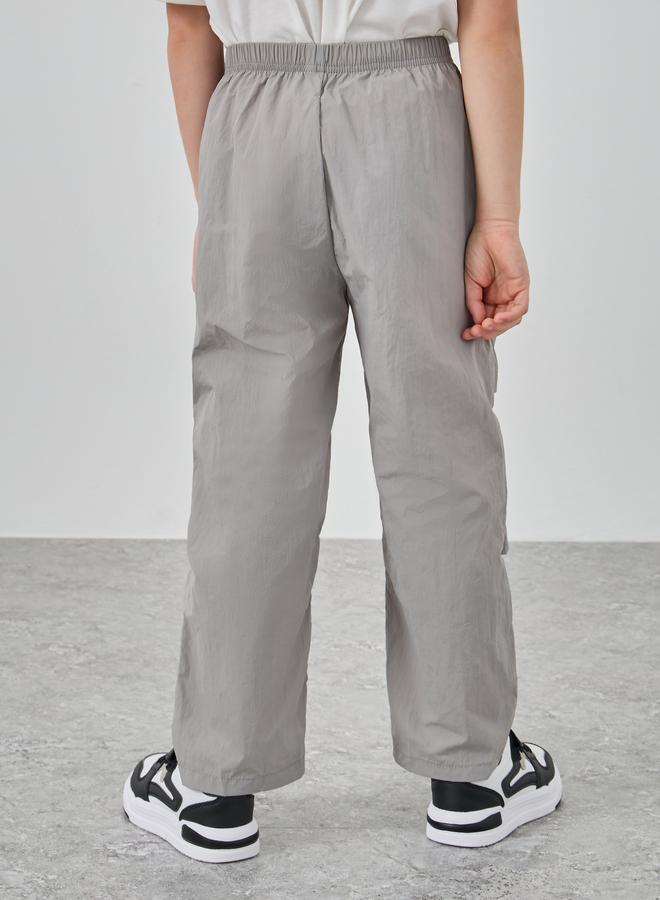 Take Two Solid Elastic Waist Pocket Detail Pants - Image 4