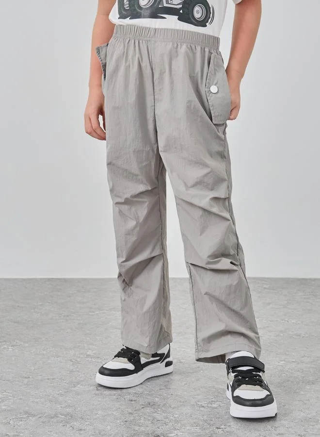 Take Two Take Two Solid Elastic Waist Pocket Detail Pants