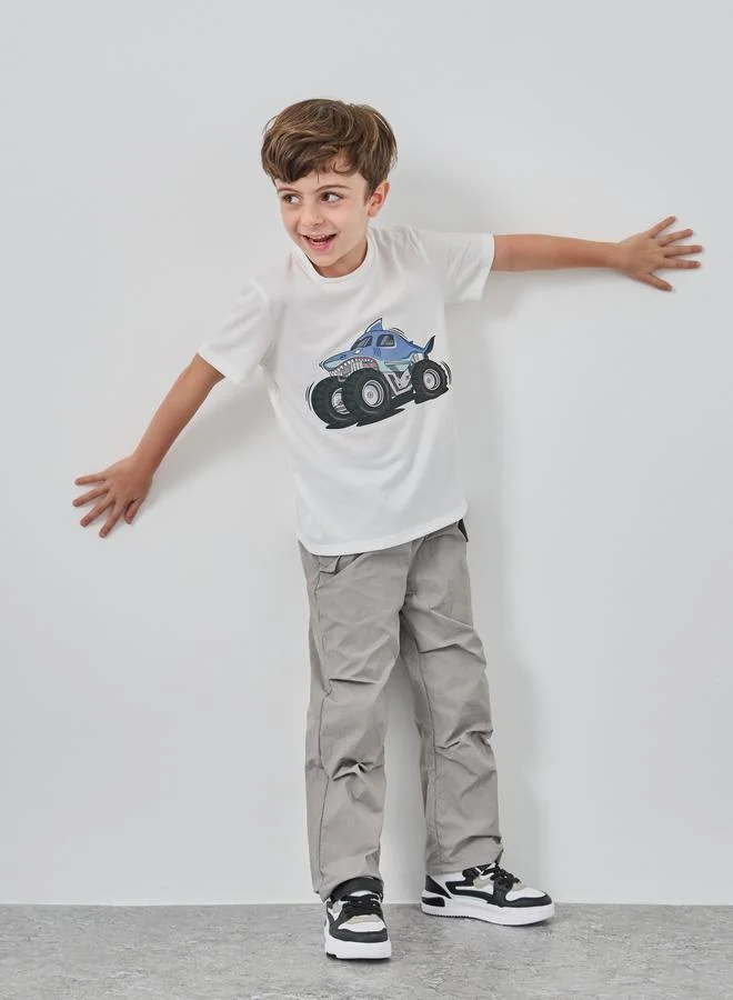 Take Two Take Two Solid Elastic Waist Pocket Detail Pants