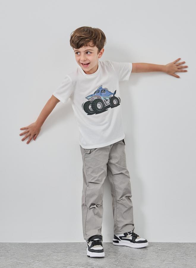 Take Two Solid Elastic Waist Pocket Detail Pants - Image 2