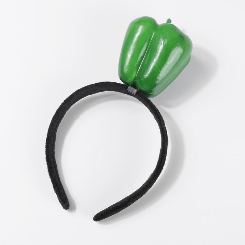 Generic TikTok Creative Funny Simulation Fruit Hair Band Personality Funny Apple Banana Mango Pumpkin Cute Hair Accessories Headdress Green sweet pepper headband