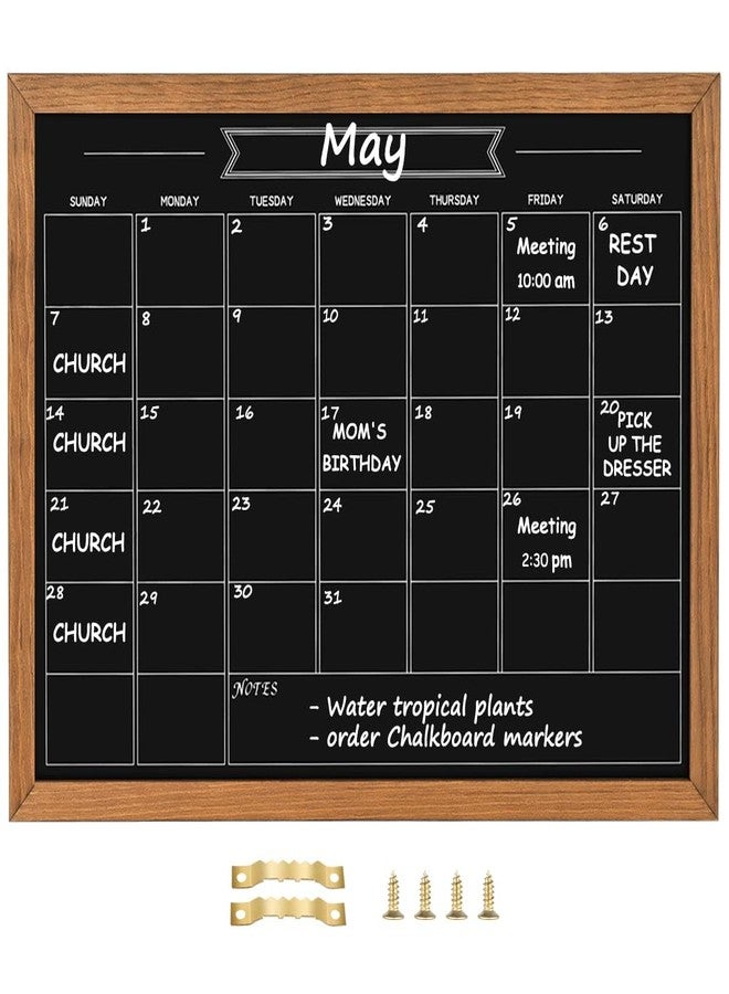 Umtiti Calendar Chalkboard, 13" * 17", Magnetic Surface Rustic Brown Solid Pine Wood Frame Chalk Board for Planning/School Timetable/Memo, Hanging Board for Office, School and Home(YLHB-QZ-3343) - Image 1
