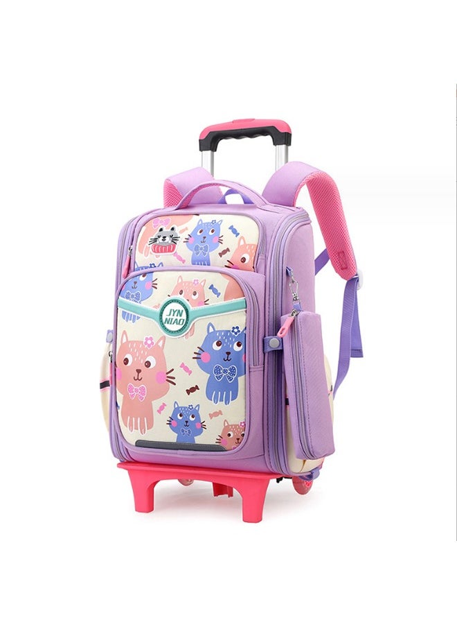 JCB CHIC Girls Trolley School Bags Large Capacity Kids' Bookbag Students Rolling Backpack Travel Wheeled Kids' Luggage Bag for Elementary Schoolbag 