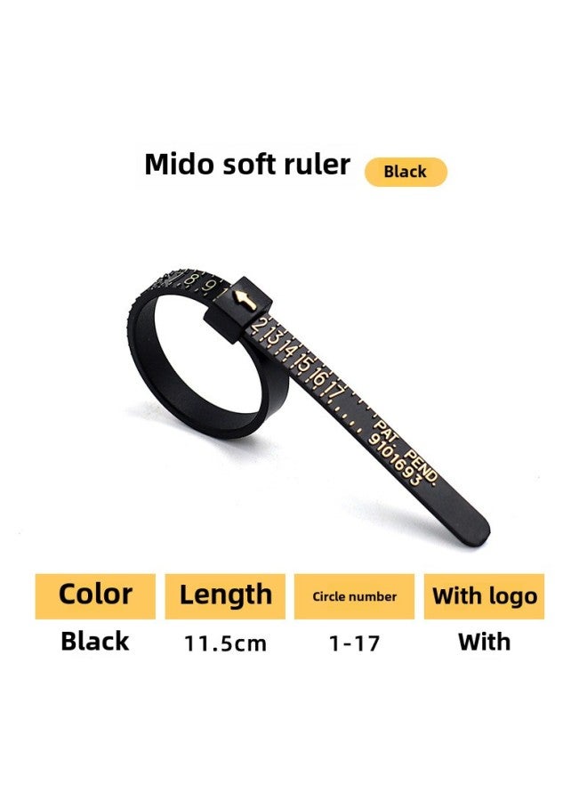 Ring Measuring Belt US, Hong Kong, Japan, And England Finger Circumference Measuring Ruler Ring Soft Ruler Ring Size Screening Products-Model:Black Beauty Degree Ring Ruler [with Patent]]  - Image 1