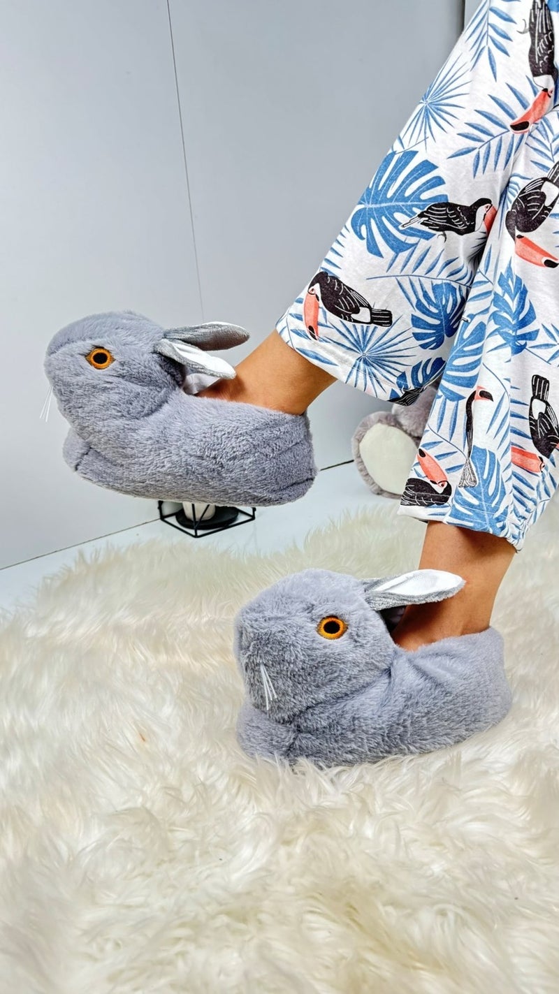 Nstil Women's Panduf Rabbit Figured Plush Home Boots Patterned Flat Sole Comfortable Lightweight 359 - Image 4